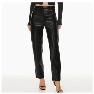 Aritzia Wilfred Faux Leather Black Straight Leg Pants - Size 14